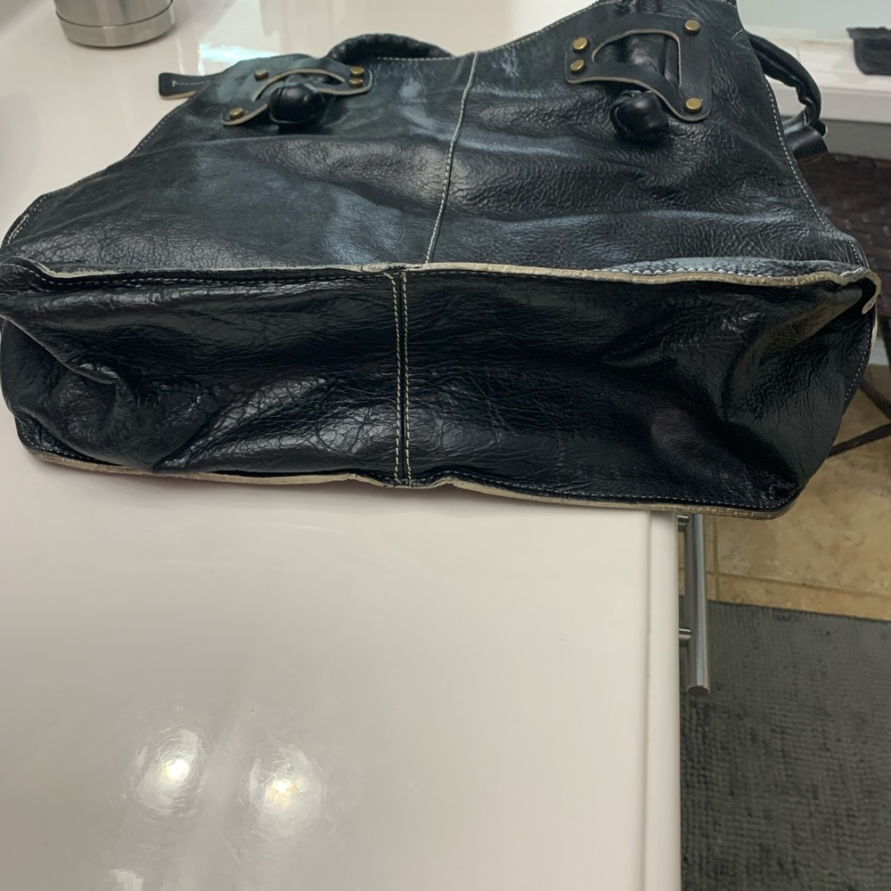 Black Leather Hobo Tote - image 5